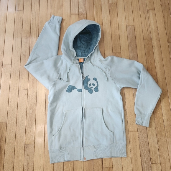 Enjoi skateboarding panda Patch Zip Up Light Green hoodie Cotton sz small Y2K - Picture 3 of 14